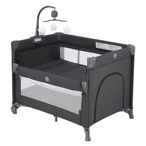 Mika Micky Bedside Sleeper Easy Folding Portable Crib Grey